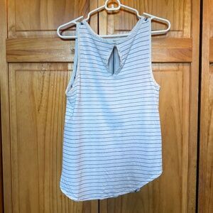 LOFT Striped Sleeveless Tank Top with Keyhole Back Size M Navy/White